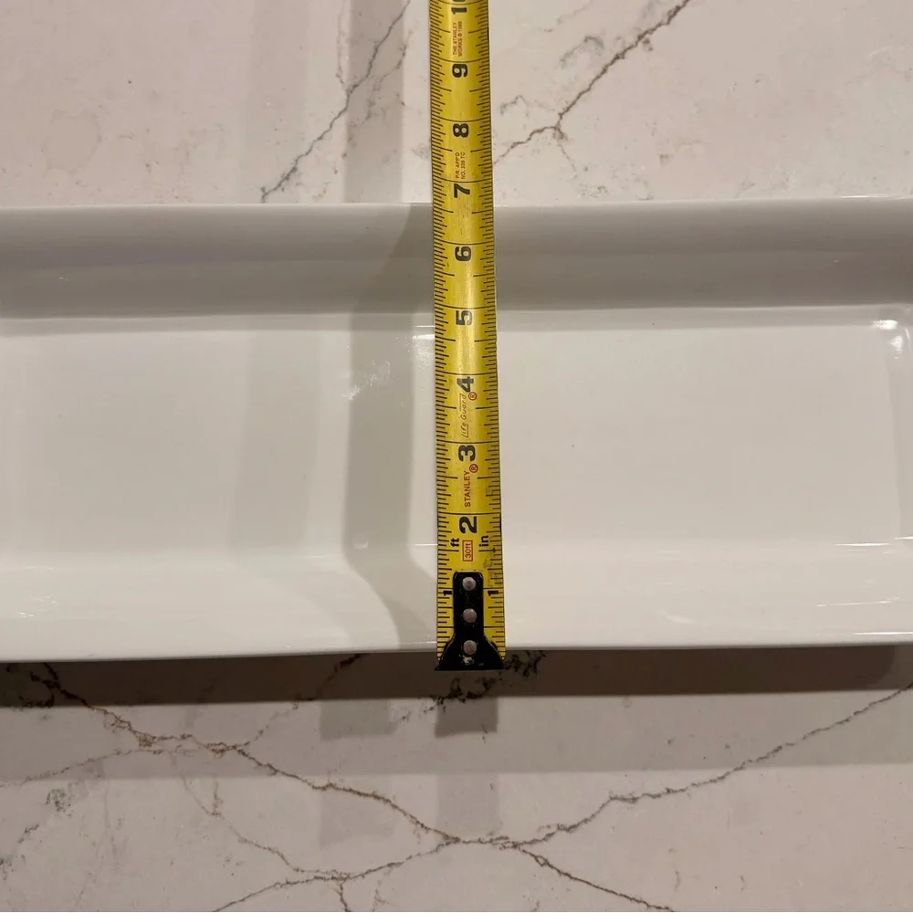 Crate&Barrel Porcelain White Serving Tray Platter 18”x7”